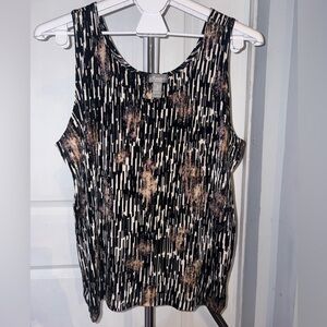 Travelers by Chico’s Black and Tan Abstract Tank Top - s3(XL) (P25)